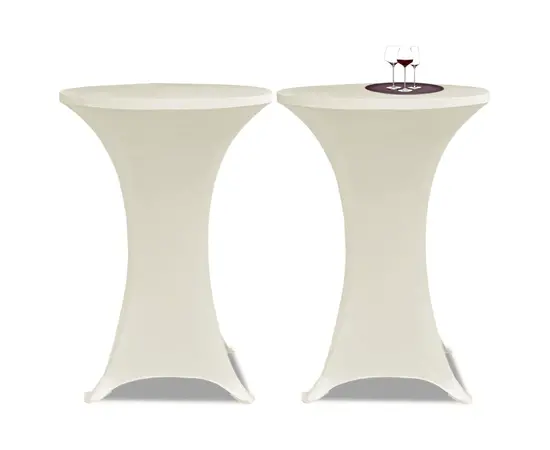 2 x Tischhusse für Stehtisch Stretchhusse Ø60 cm cremefarben