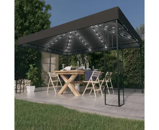 vidaXL Pavillon mit LED-Lichterkette 3x4 m Anthrazit