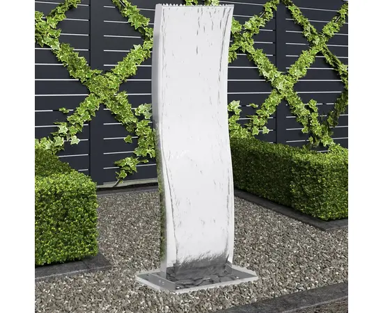 vidaXL Gartenbrunnen mit Pumpe 108 cm Edelstahl Geschwungen