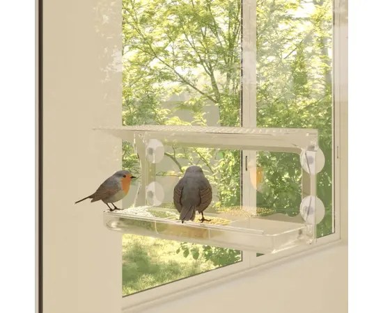 vidaXL Fenster-Futterstellen für Vögel 2 Stk. Acryl 30x12x15 cm