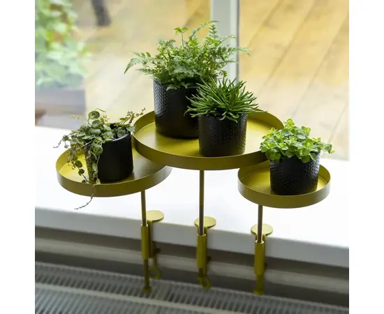 Esschert Design Blumentopfhalter mit Klemme Rund Golden S