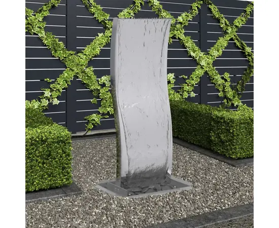 vidaXL Gartenbrunnen mit Pumpe Edelstahl 90 cm Geschwungen