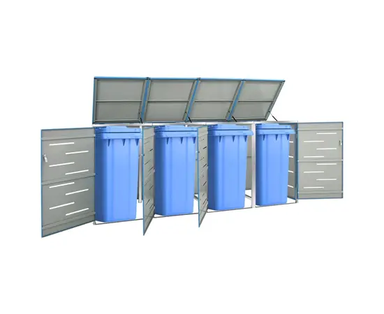 vidaXL Mülltonnenbox für 4 Tonnen 276,5x77,5x115,5 cm Edelstahl