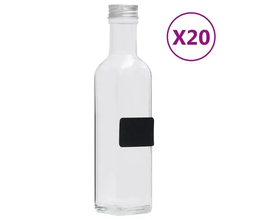 vidaXL Glasflaschen mit Schraubverschluss 20 Stk. Quadratisch 250 ml