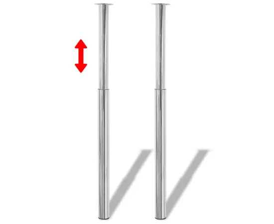 2 x Teleskopfuß Tischfuß Stützfuß Tischbein Chrom 710 mm-1100 mm