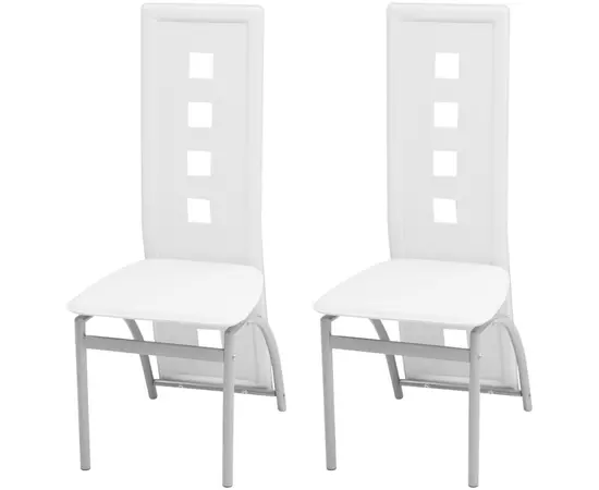 vidaXL Esszimmerstühle 2 Stk. Weiß Kunstleder