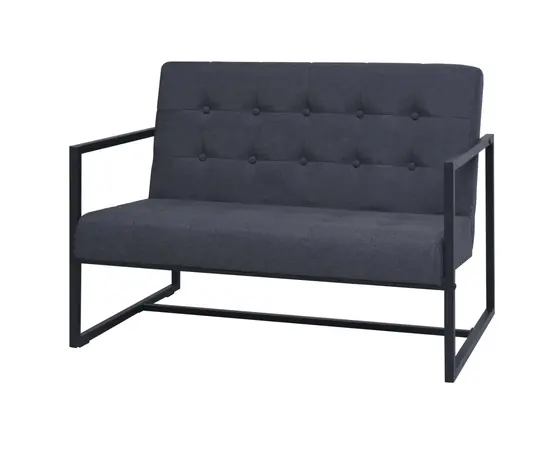 vidaXL 2-Sitzer-Sofa mit Armlehnen Stahl und Stoff Dunkelgrau