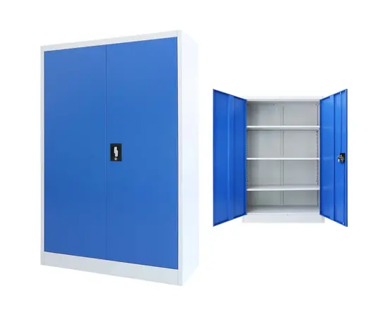 vidaXL Büroschrank Metall 90 x 40 x 140 cm Grau und Blau