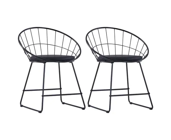 vidaXL Esszimmerstühle mit Kunstledersitzen 2 Stk. Schwarz Stahl