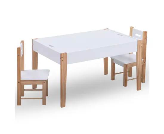 vidaXL 3-tlg. Kinder-Kreidetafel-Tisch und Stuhl-Set Schwarz und Weiß