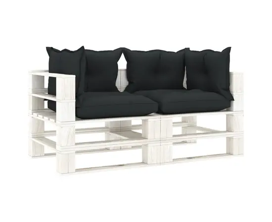 vidaXL Garten-Palettensofa 2-Sitzer mit Anthrazit-Kissen Holz