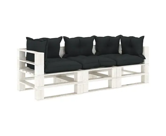 vidaXL Garten-Palettensofa 3-Sitzer mit Anthrazit-Kissen Holz