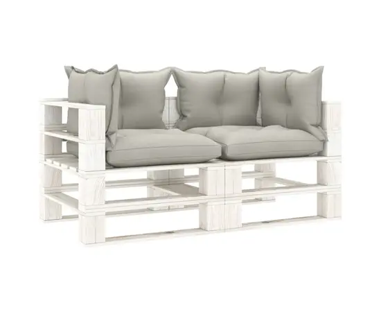 vidaXL Garten-Palettensofa 2-Sitzer mit Taupe-Kissen Holz