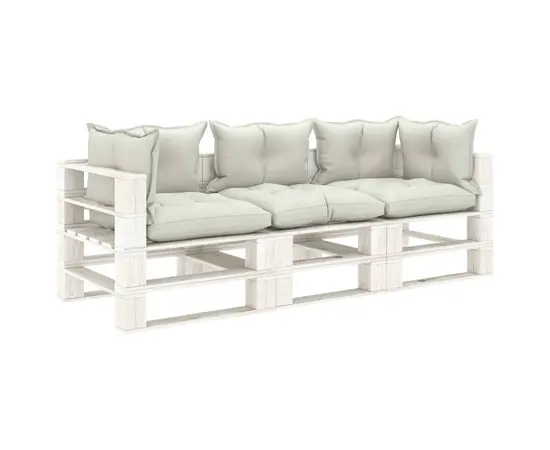 vidaXL Garten-Palettensofa 3-Sitzer mit Beigen Kissen Holz