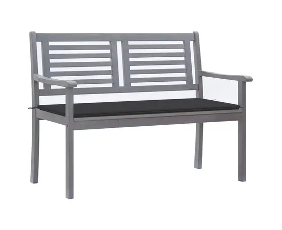 vidaXL 2-Sitzer-Gartenbank mit Auflage 120 cm Grau Eukalyptusholz