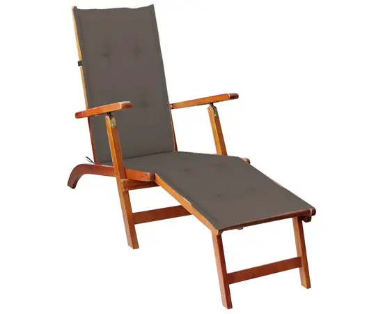 vidaXL Liegestuhl mit Fußstütze und Auflage Akazie Massivholz