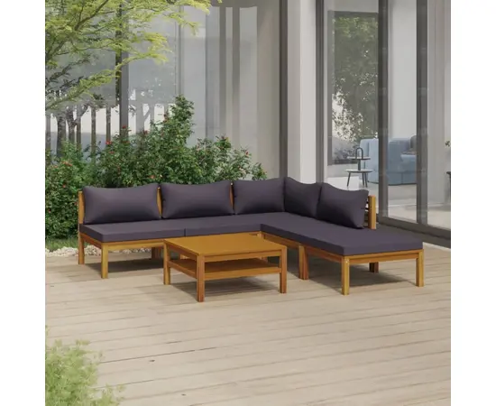 vidaXL 6-tlg. Garten-Lounge-Set mit Auflage Massivholz Akazie