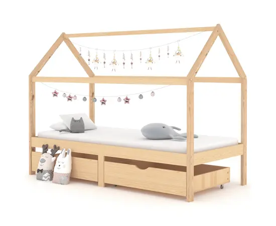 vidaXL Kinderbett mit Schubladen Massivholz Kiefer 90x200 cm