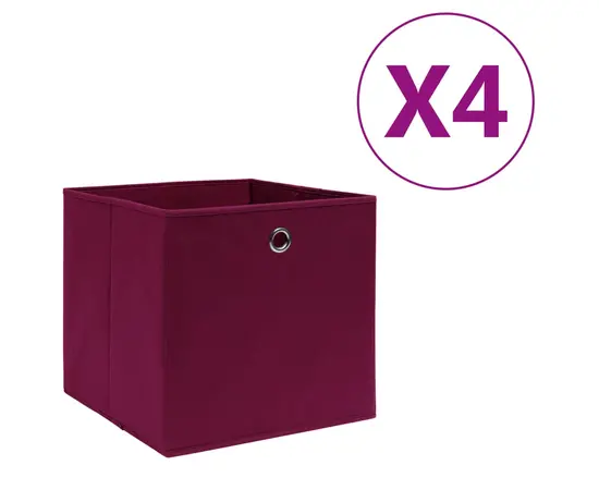 vidaXL Aufbewahrungsboxen 4 Stk. Vliesstoff 28x28x28 cm Dunkelrot
