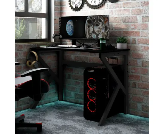 vidaXL Gaming-Schreibtisch mit K-Gestell Schwarz und Rot 110x60x75 cm