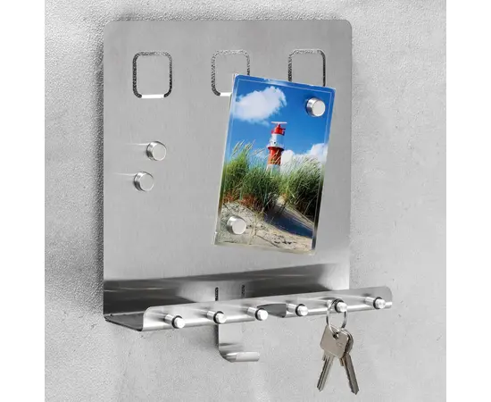 HI Schlüsselboard mit Memoboard Silbern 28,5x25x8 cm