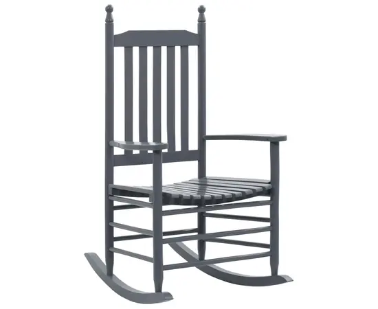 vidaXL Schaukelstuhl mit gebogener Sitzfläche Grau Pappelholz