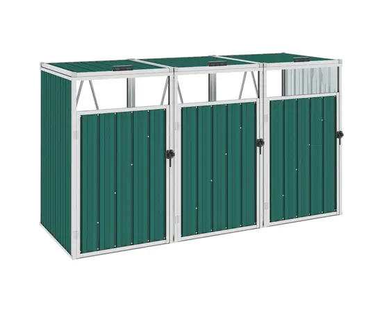 vidaXL Mülltonnenbox für 3 Mülltonnen Grün 213×81×121 cm Stahl