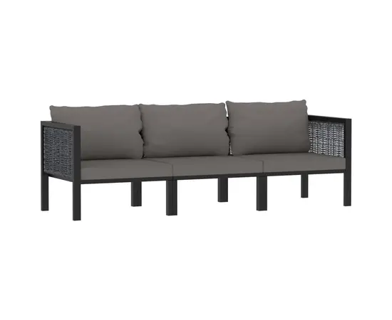 vidaXL 3-Sitzer-Sofa mit Auflage Anthrazit Poly Rattan