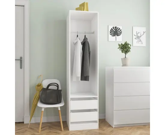 vidaXL Kleiderschrank mit Schubladen Weiß 50x50x200 cm Holzwerkstoff
