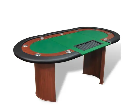 vidaXL Pokertisch für 10 Spieler mit Dealerbereich und Chipablage Grün