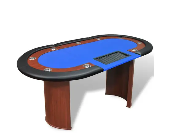 vidaXL Pokertisch für 10 Spieler mit Dealerbereich und Chipablage Blau