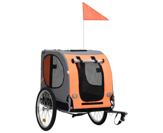 vidaXL Hunde-Fahrradanhänger Orange und Grau