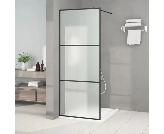 vidaXL Duschwand für Begehbare Dusche Schwarz 80x195 cm Matt ESG-Glas