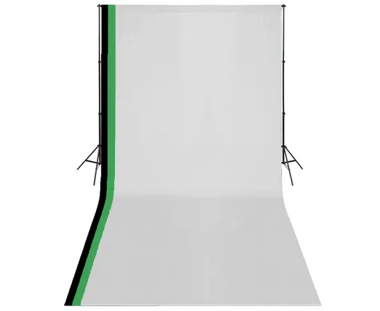 vidaXL Fotostudio Set 3 Baumwolle-Hintergründe Rahmen verstellbar 3x6m