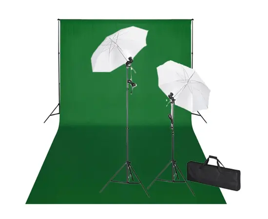vidaXL Fotostudio-Set mit Grünem Hintergrund 600×300 & Leuchten
